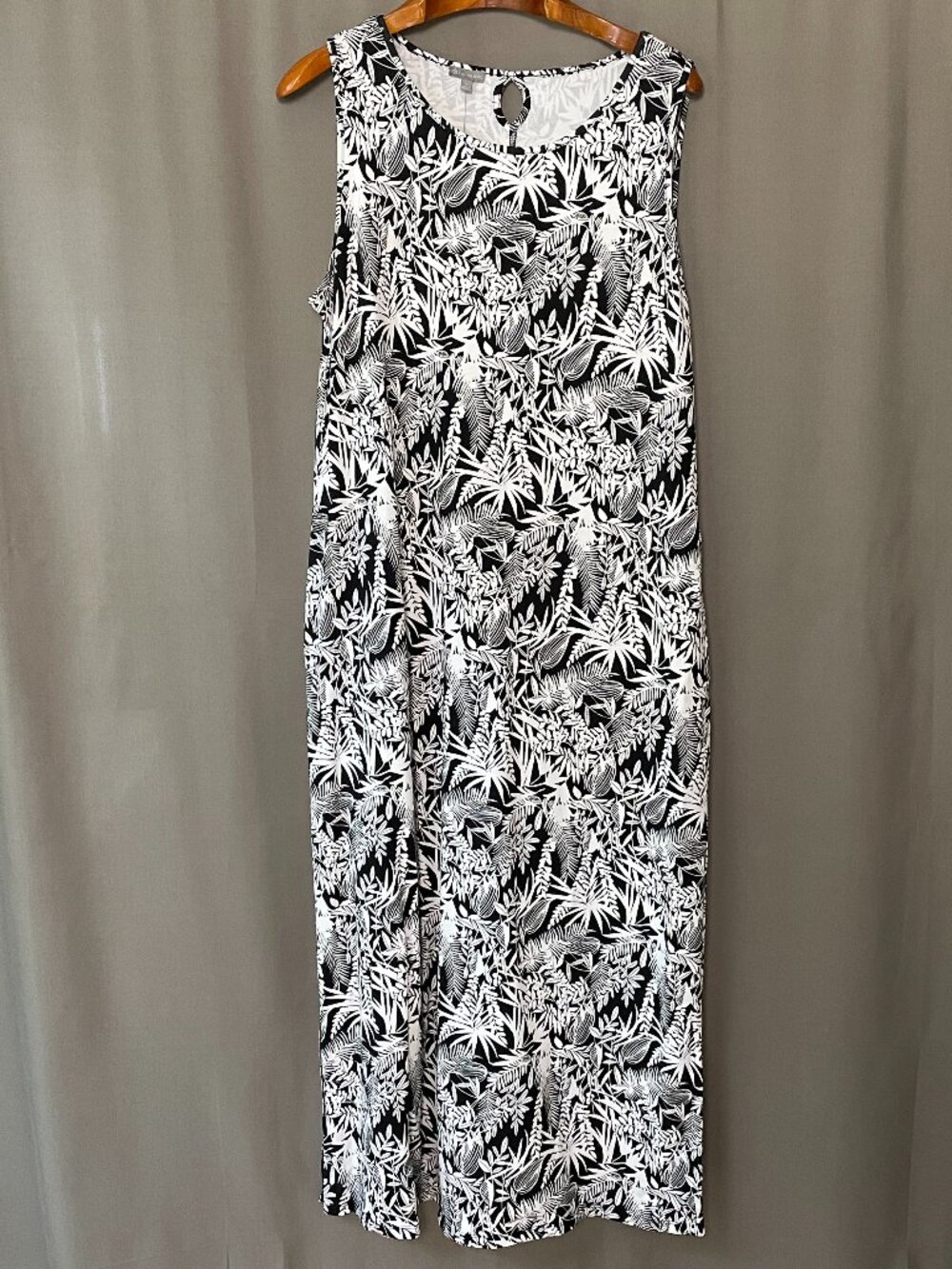 Talbots Black White Abstract Floral Print Dress XL NWT $109